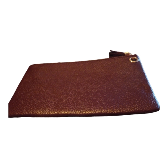 Ted baker pebbled leather with tassel brown leather clutch pouch nwot